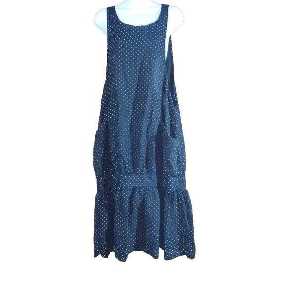 Vtg Steena Lagenlook M Black White Polka Dot Oversized Arm Opening Pockets Dress - Picture 1 of 10